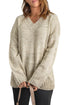 V Neck Drop Shoulder Knitted Sweater